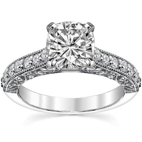 Round Brilliant Moissanite Antique Engagement Ring Setting
