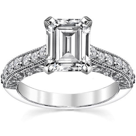 Round Brilliant Moissanite Antique Engagement Ring Setting