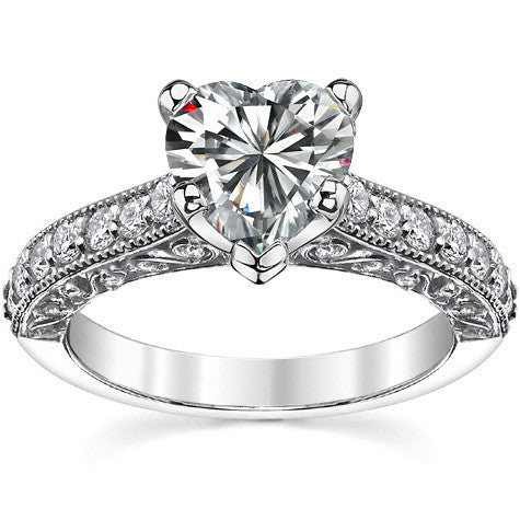 Round Brilliant Moissanite Antique Engagement Ring Setting