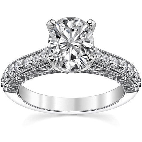 Round Brilliant Moissanite Antique Engagement Ring Setting