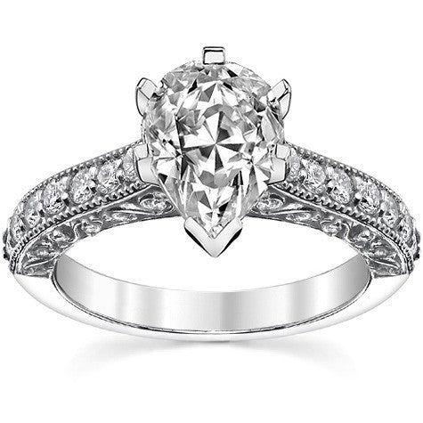 Round Brilliant Moissanite Antique Engagement Ring Setting