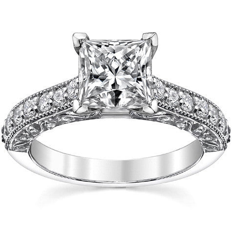 Round Brilliant Moissanite Antique Engagement Ring Setting