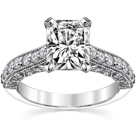Round Brilliant Moissanite Antique Engagement Ring Setting