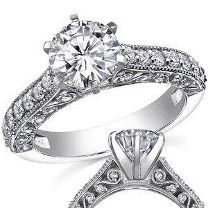 Round Brilliant Moissanite Antique Engagement Ring Setting