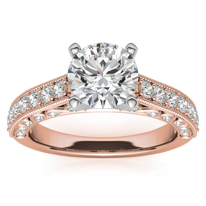 Round Brilliant Moissanite Antique Engagement Ring Setting