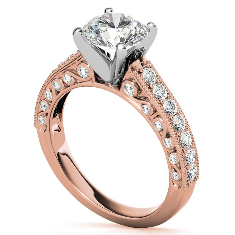 Round Brilliant Moissanite Antique Engagement Ring Setting