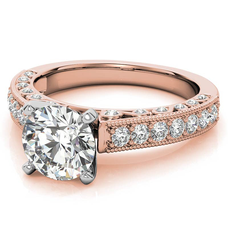 Round Brilliant Moissanite Antique Engagement Ring Setting