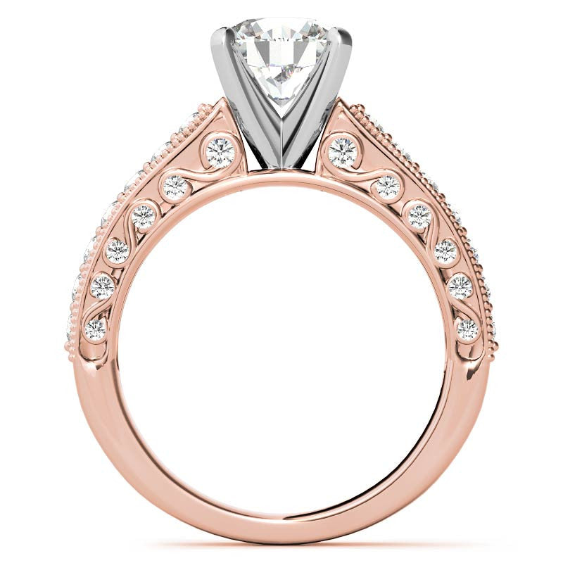 Round Brilliant Moissanite Antique Engagement Ring Setting