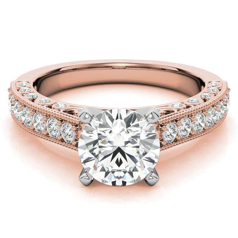 Round Brilliant Moissanite Antique Engagement Ring Setting