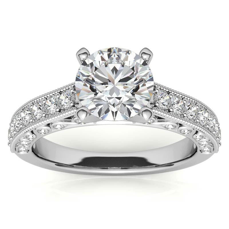 Round Brilliant Moissanite Antique Engagement Ring Setting