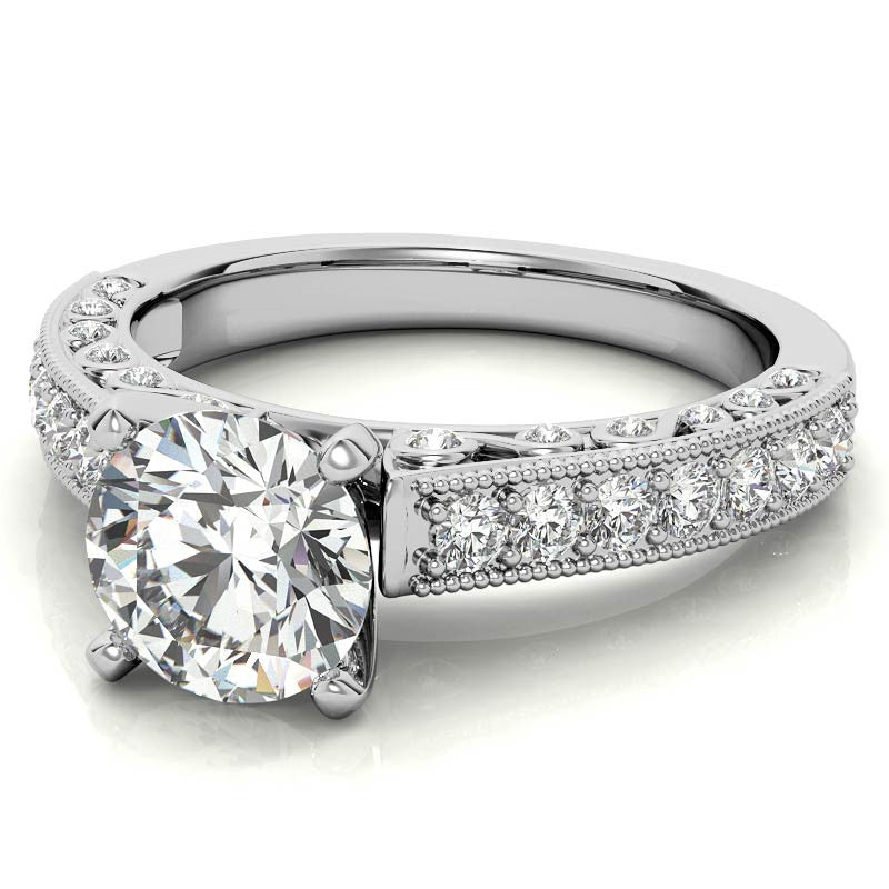Round Brilliant Moissanite Antique Engagement Ring Setting