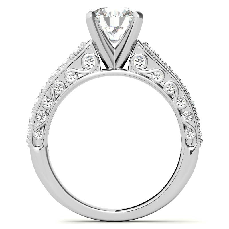 Round Brilliant Moissanite Antique Engagement Ring Setting