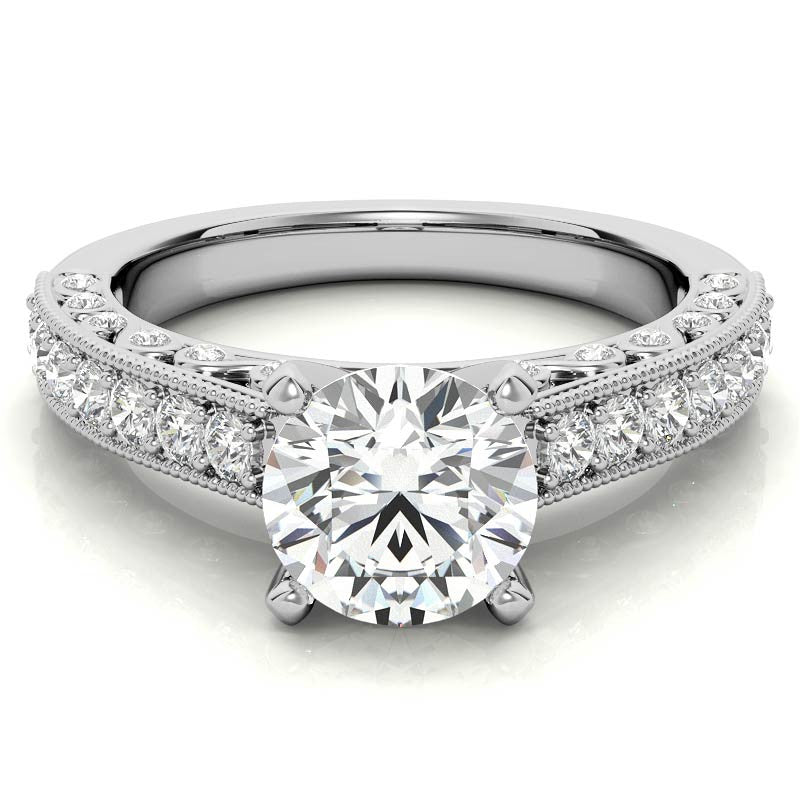 Round Brilliant Moissanite Antique Engagement Ring Setting