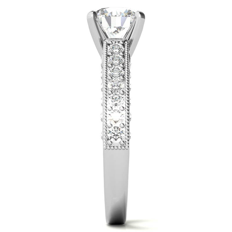 Round Brilliant Moissanite Antique Engagement Ring Setting