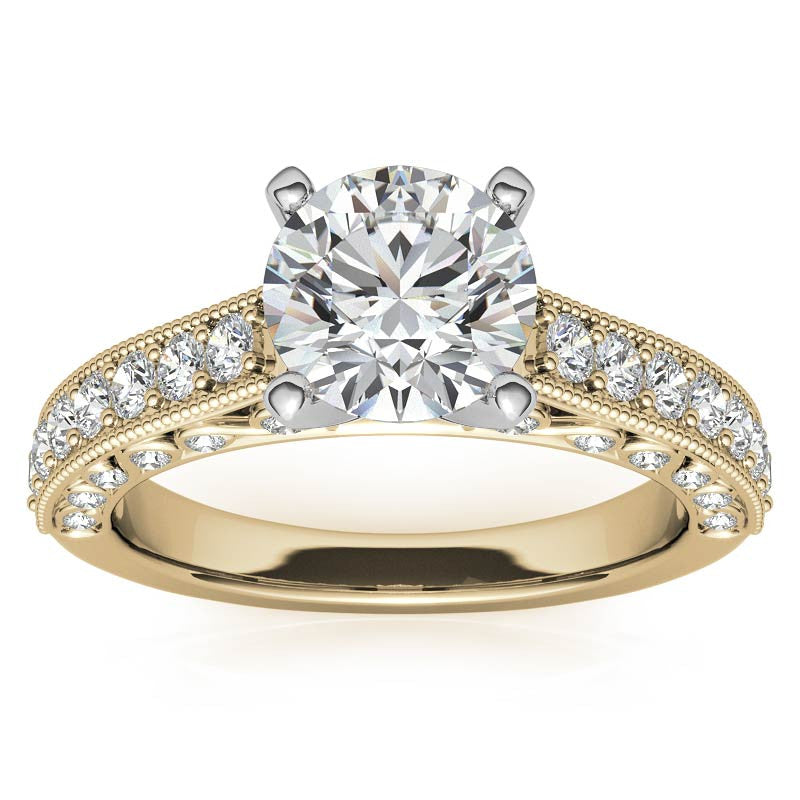 Round Brilliant Moissanite Antique Engagement Ring Setting