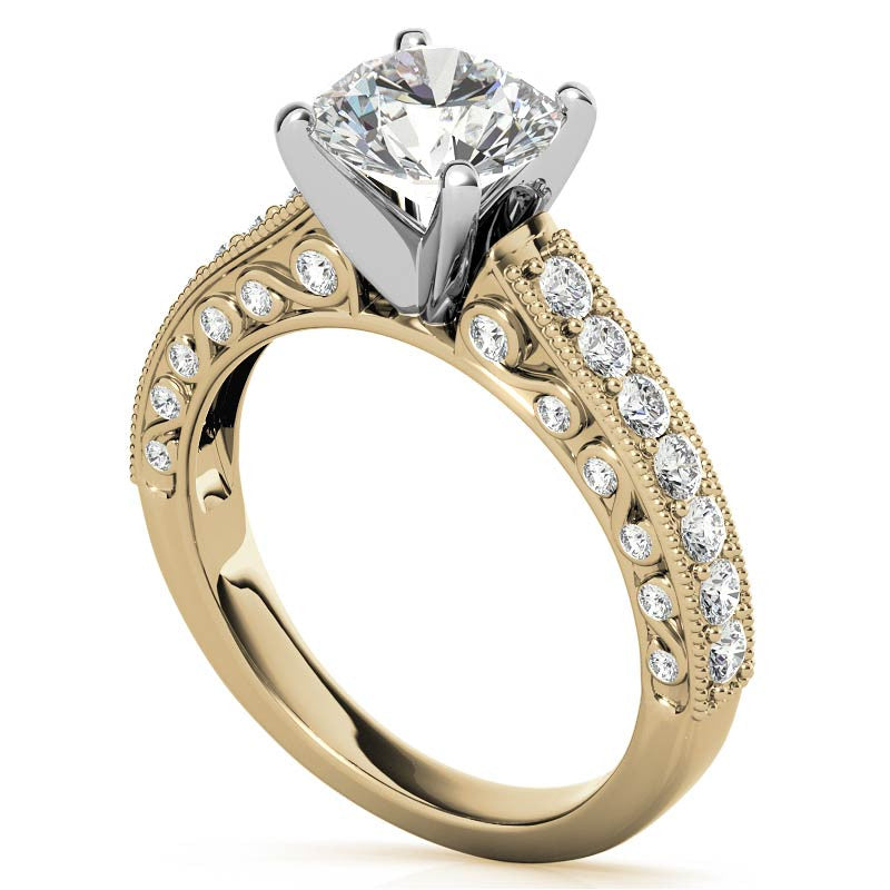 Round Brilliant Moissanite Antique Engagement Ring Setting
