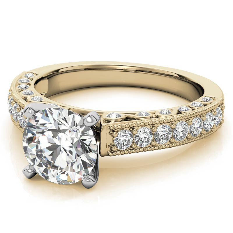 Round Brilliant Moissanite Antique Engagement Ring Setting
