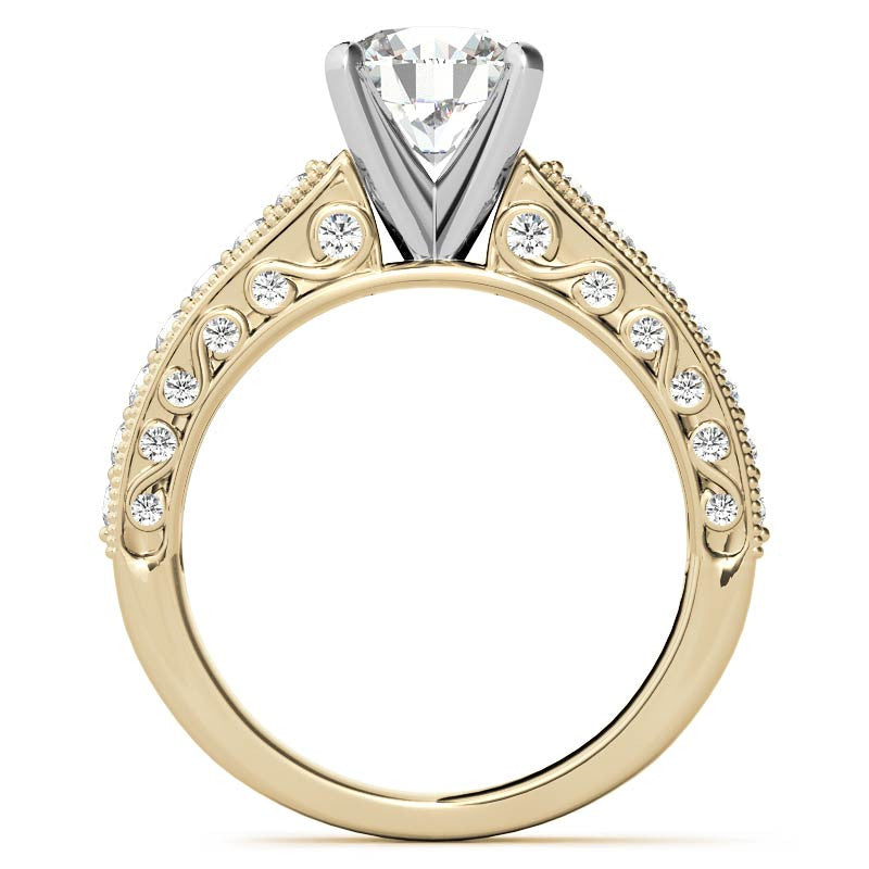 Round Brilliant Moissanite Antique Engagement Ring Setting
