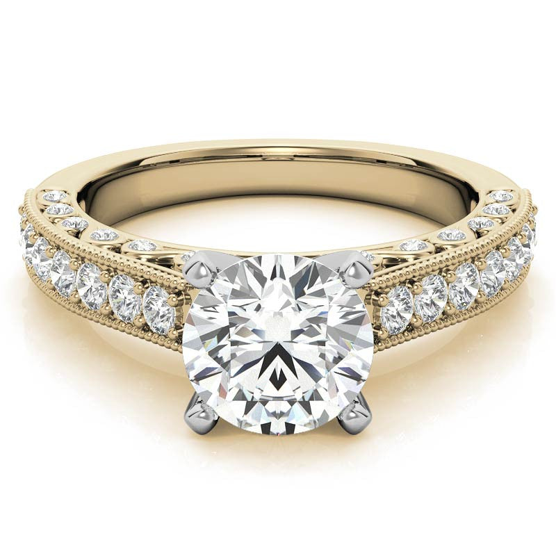 Round Brilliant Moissanite Antique Engagement Ring Setting