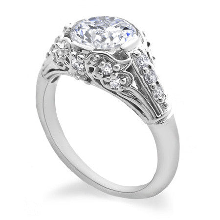 Round Antique Inspired Moissanite Engagement Ring