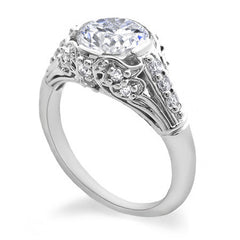 Round Antique Inspired Moissanite Engagement Ring