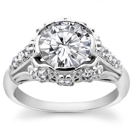 Round Antique Inspired Moissanite Engagement Ring