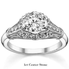 Round Antique Inspired Moissanite Engagement Ring