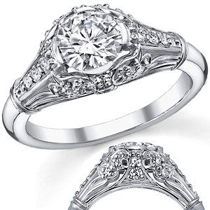 Round Antique Inspired Moissanite Engagement Ring