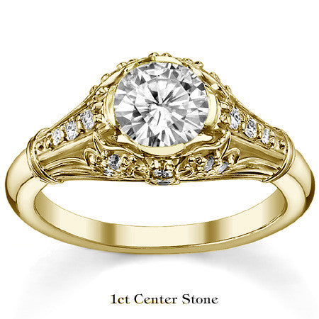 Round Antique Inspired Moissanite Engagement Ring