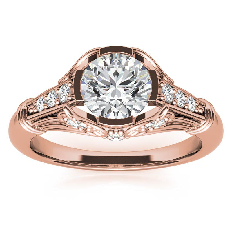 Round Antique Inspired Moissanite Engagement Ring