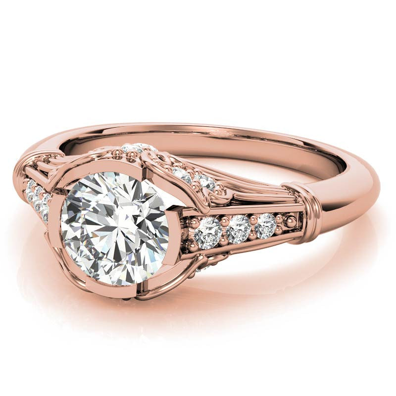 Round Antique Inspired Moissanite Engagement Ring