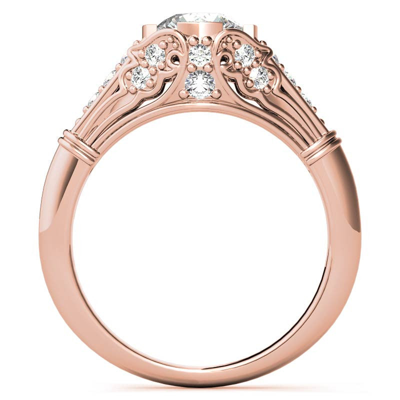 Round Antique Inspired Moissanite Engagement Ring