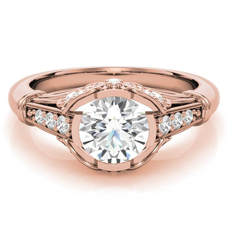 Round Antique Inspired Moissanite Engagement Ring
