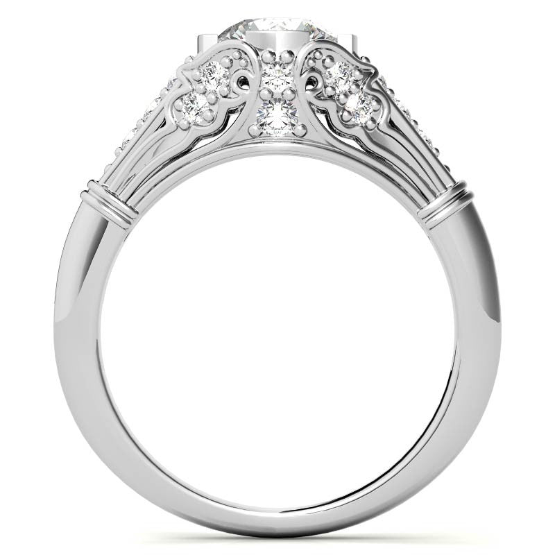 Round Antique Inspired Moissanite Engagement Ring