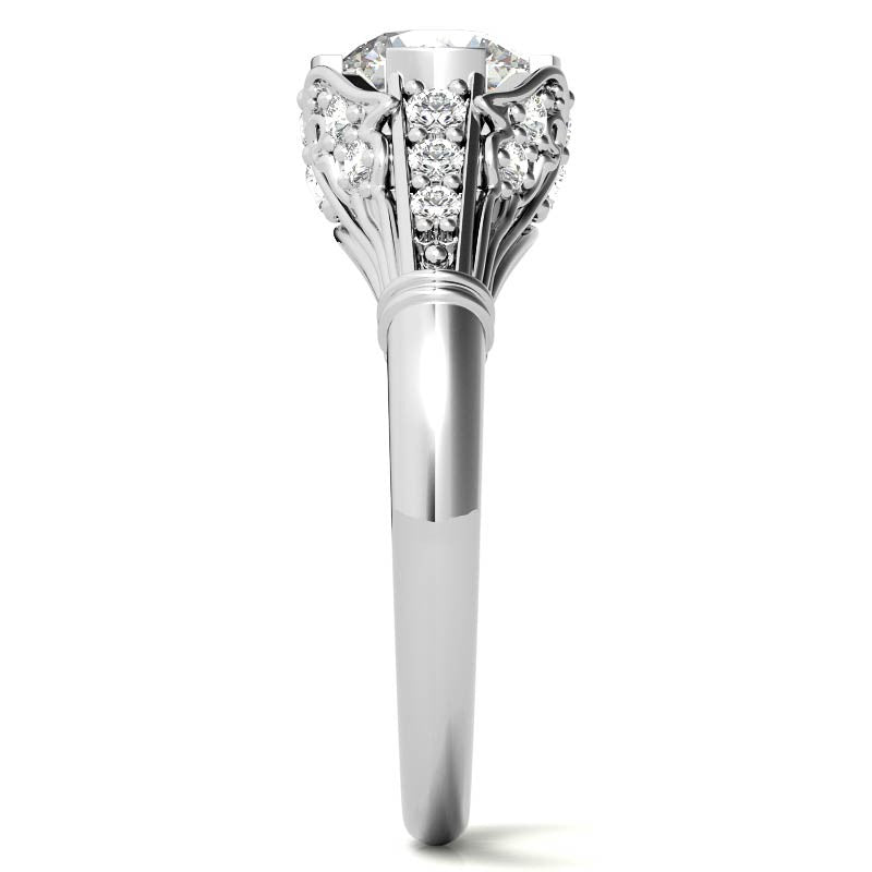 Round Antique Inspired Moissanite Engagement Ring