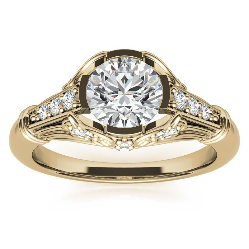 Round Antique Inspired Moissanite Engagement Ring