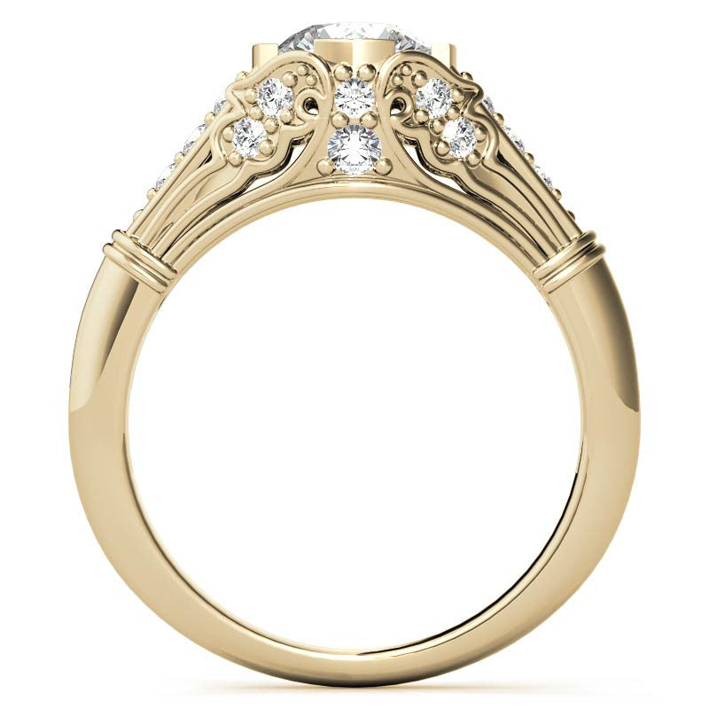 Round Antique Inspired Moissanite Engagement Ring
