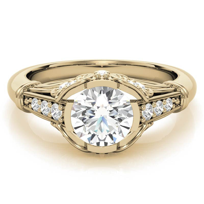 Round Antique Inspired Moissanite Engagement Ring