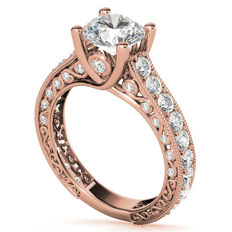 Round Antique Inspired Moissanite Engagement Ring