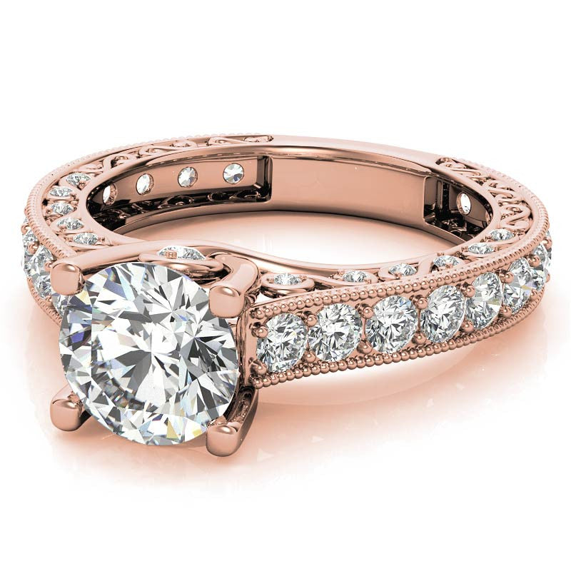 Round Antique Inspired Moissanite Engagement Ring