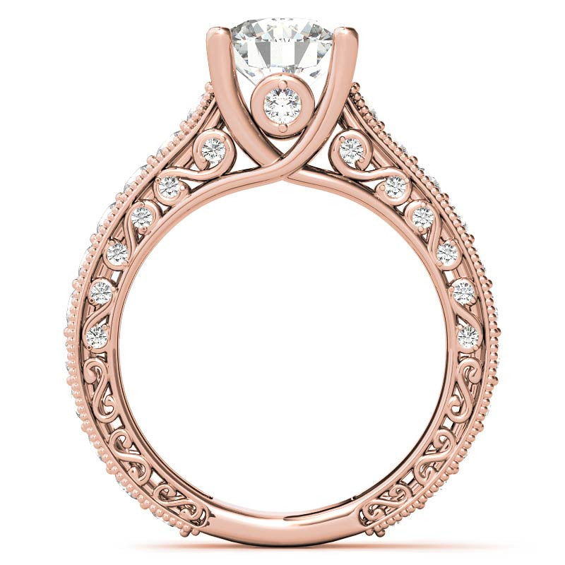 Round Antique Inspired Moissanite Engagement Ring