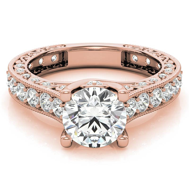 Round Antique Inspired Moissanite Engagement Ring