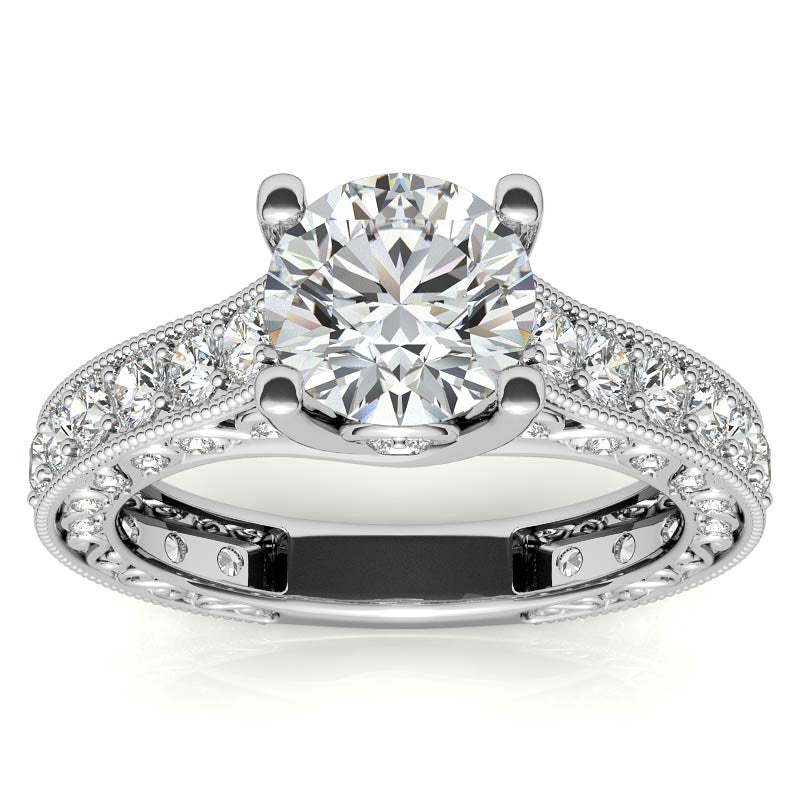 Round Antique Inspired Moissanite Engagement Ring