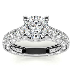 Round Antique Inspired Moissanite Engagement Ring