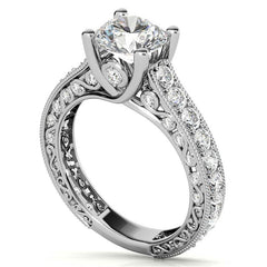 Round Antique Inspired Moissanite Engagement Ring