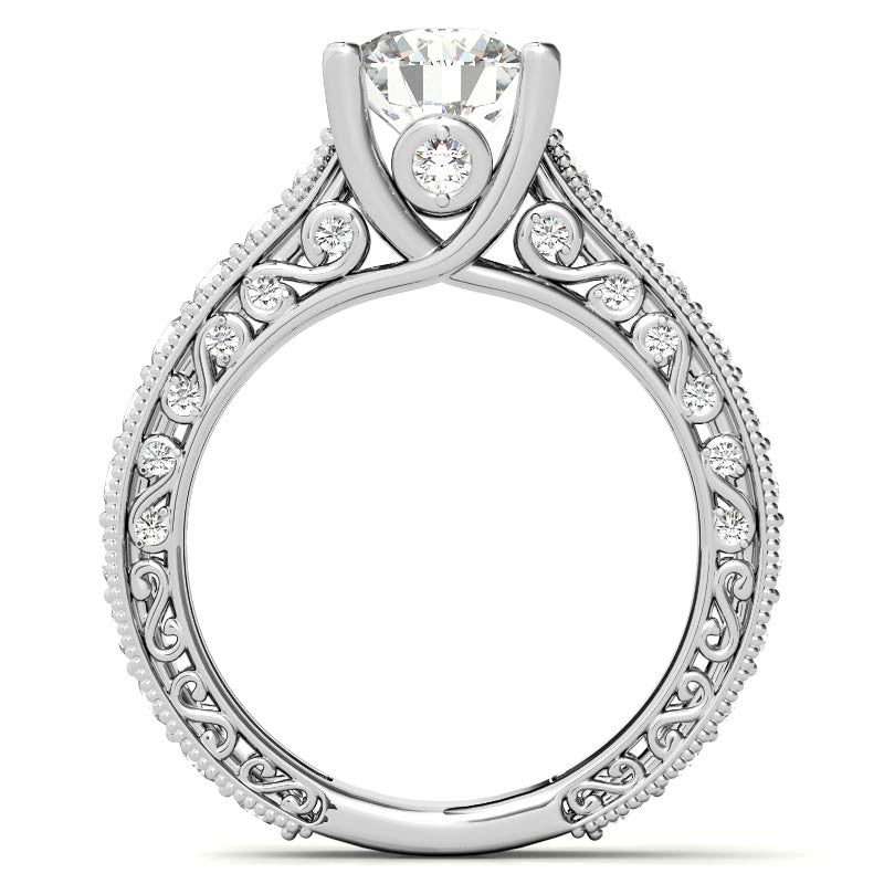 Round Antique Inspired Moissanite Engagement Ring