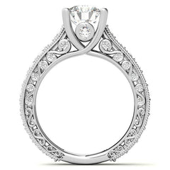 Round Antique Inspired Moissanite Engagement Ring