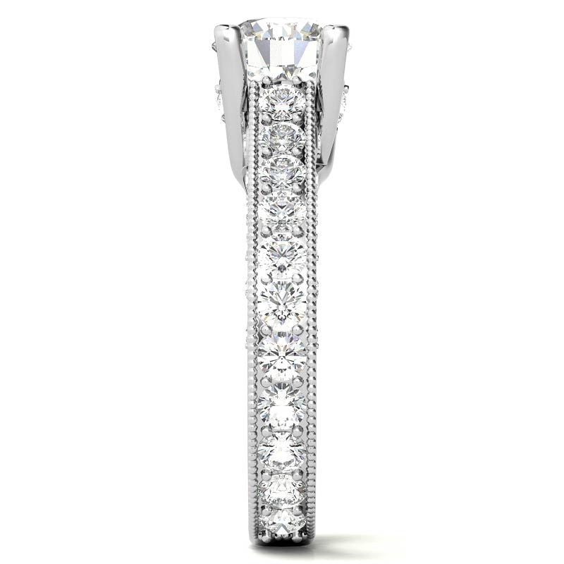 Round Antique Inspired Moissanite Engagement Ring