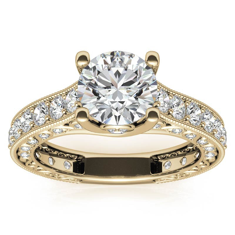 Round Antique Inspired Moissanite Engagement Ring