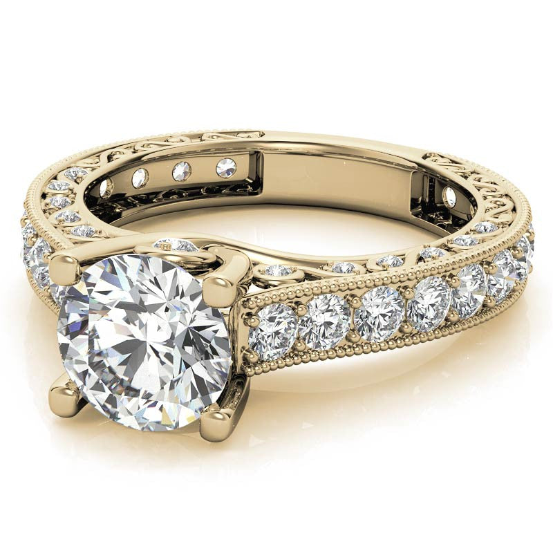 Round Antique Inspired Moissanite Engagement Ring